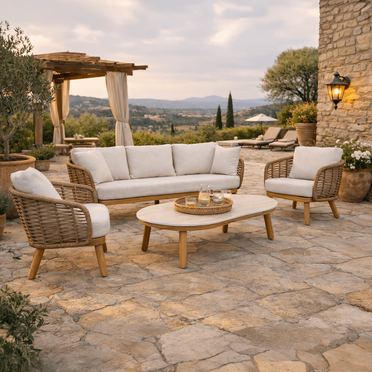 Loungeset VENTURA Coffee/Houtlook