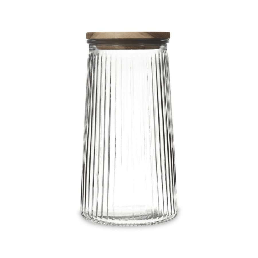 Voorraadpot ACARA Ribbel Glas/Acacia L Voorraadpot ACARA Ribbel Glas/Acacia L