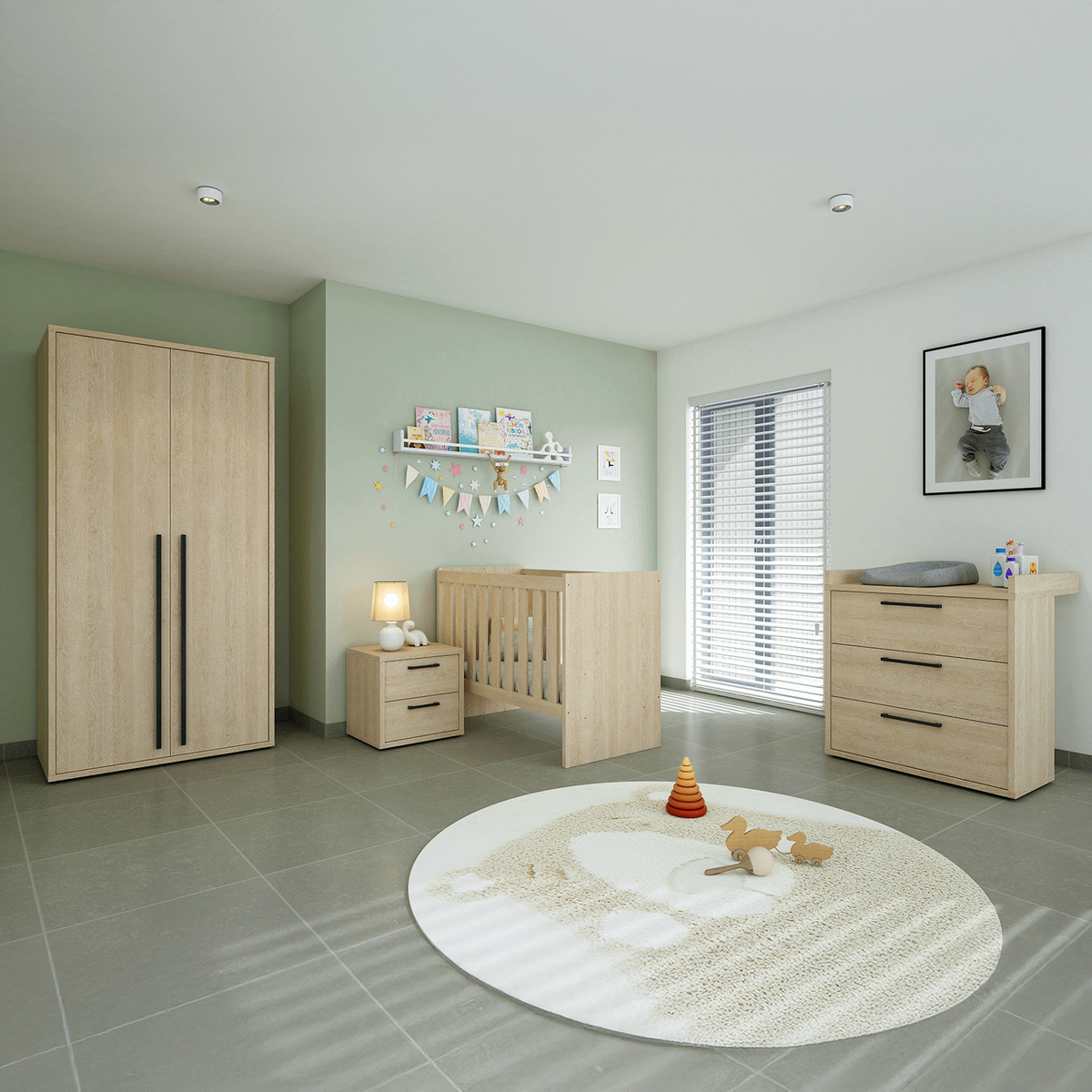 Babybed BABETTE Eik Omvormbaar 67x127/96x206