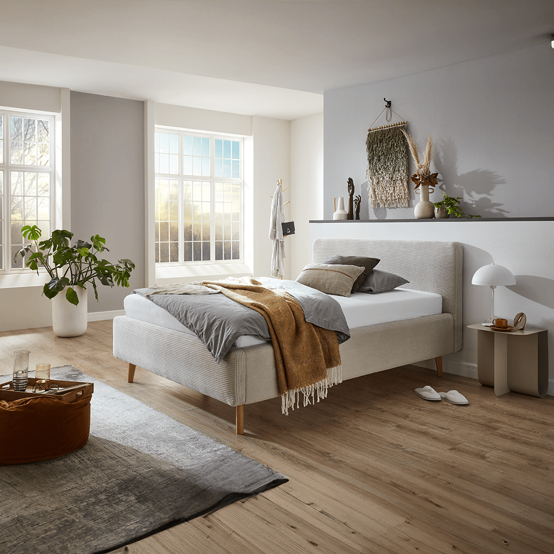 Bedkader met opbergruimte MATTI Poso Beige 140x200