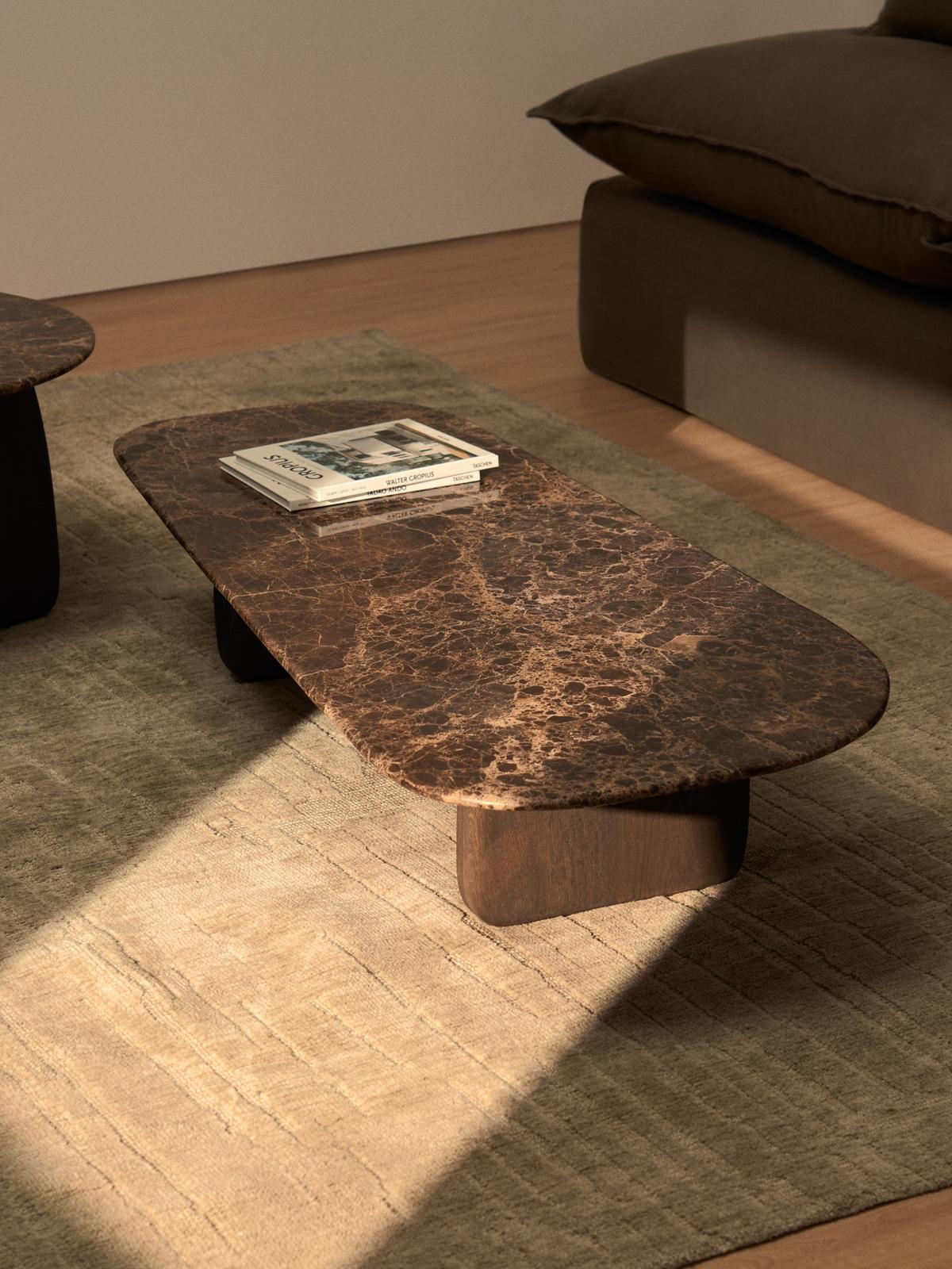 Salontafel Pirita Bruin marmer/Donker eik 147 x 65 cm