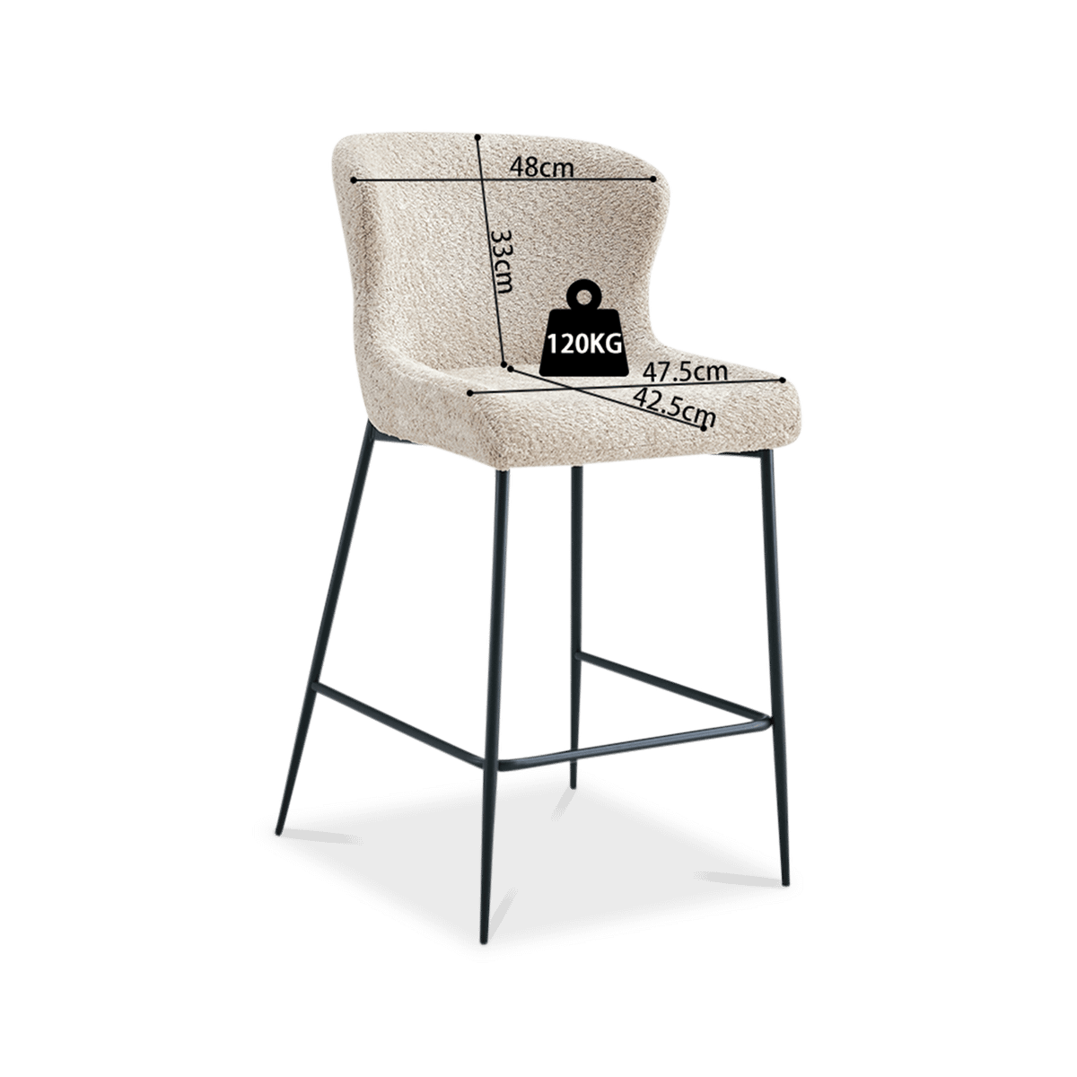 Barstoel DORIEN Bouclé Beige