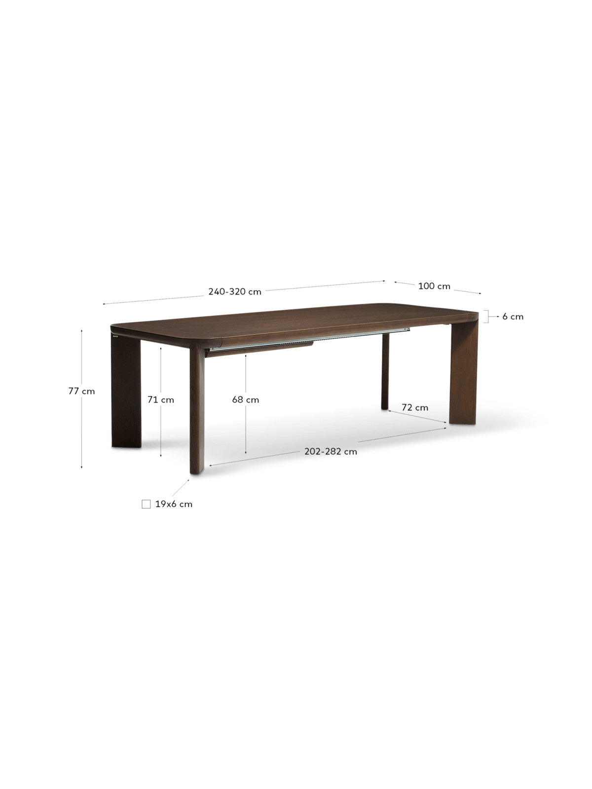 Verlengbare Eettafel Jondal Donker Eik 240/320 x 100 cm