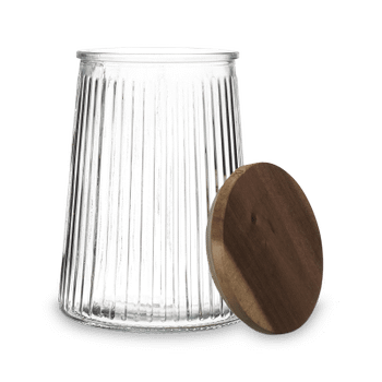 Voorraadpot ACARA Ribbel Glas/Acacia M Voorraadpot ACARA Ribbel Glas/Acacia M