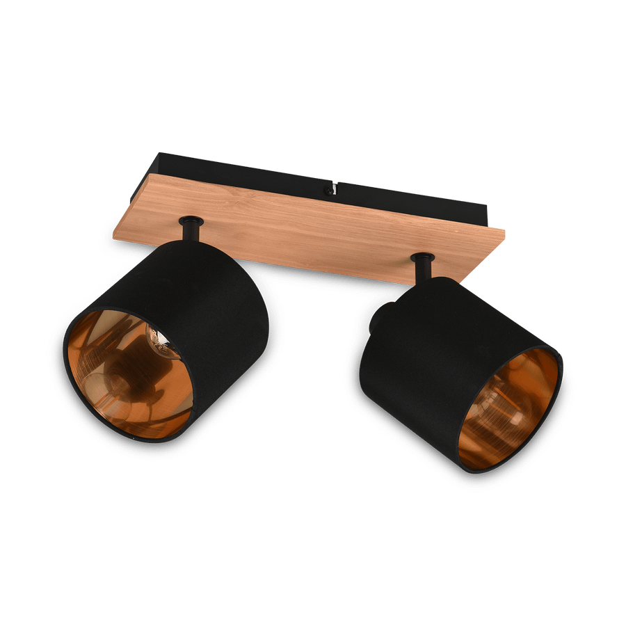 Spot TOMMY 2Del. Met./Hout Mat Zwart Spot TOMMY 2Del. Met./Hout Mat Zwart