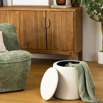 Opbergpouf BOUILLON Rond Beige Opbergpouf BOUILLON Rond Beige