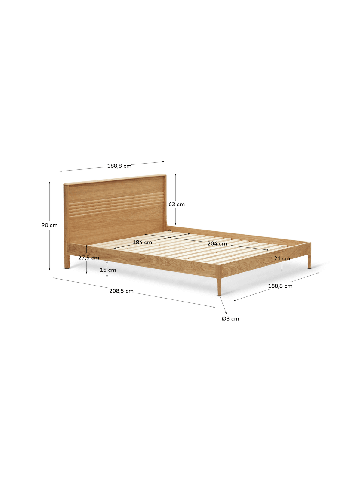 Bed Lenon Eikenfineer 180 x 200 cm