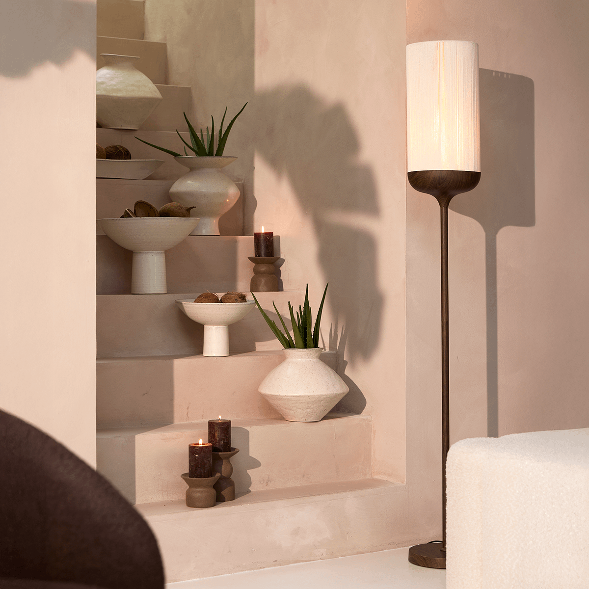 Vloerlamp DANIA Bruin/Creme