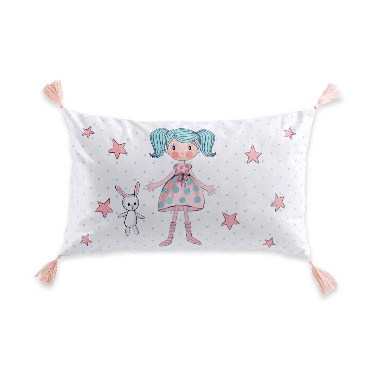 Kussen LILLIE Pompon Wit/Roze