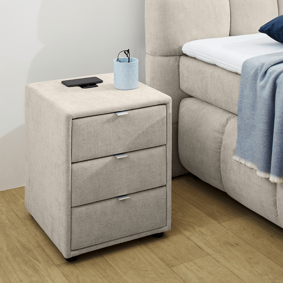 Nachttafel WEERT Chenille Beige Nachttafel WEERT Chenille Beige