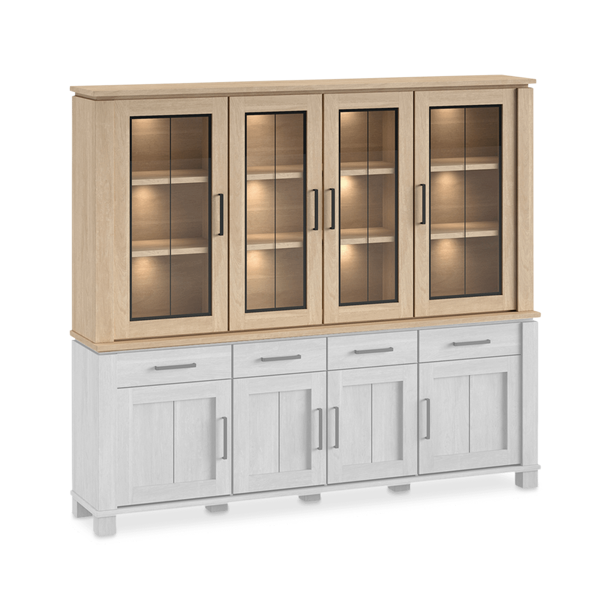 Opzetkast Vitrine BELMONTE Brushed Sand Oak B233