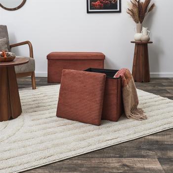 Opbergpouf COLLETE Vk Rib Terracotta Opbergpouf COLLETE Vk Rib Terracotta