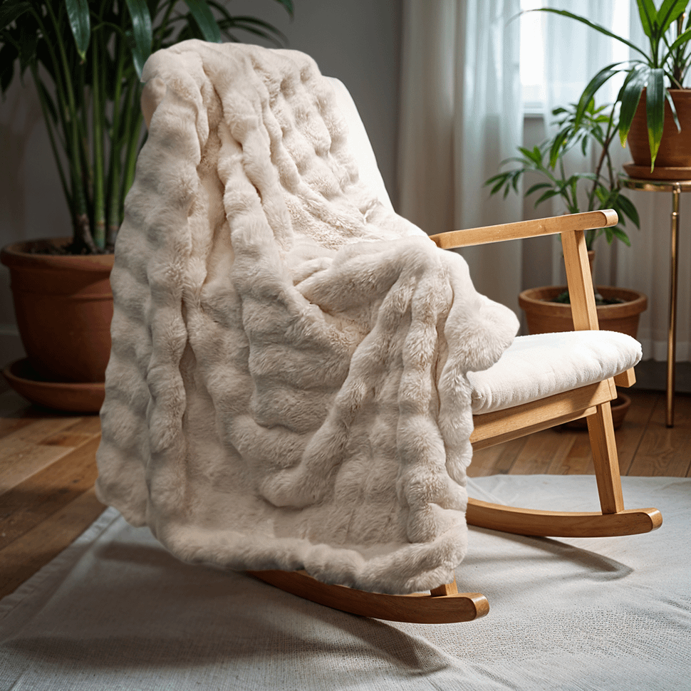 Plaid RABBIT Fake Fur Zand