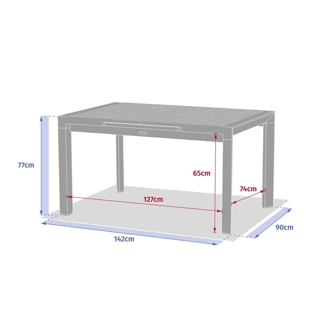 Tuintafel Verlengbaar FURORE Grafiet 142x90 Tuintafel Verlengbaar FURORE Grafiet 142x90