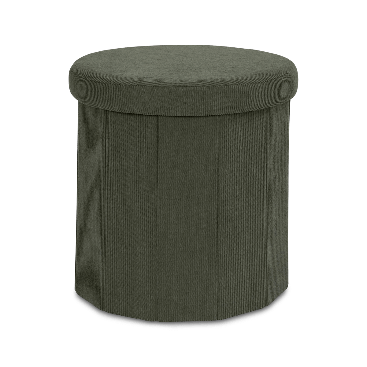 Opbergpouf COLLETE Rond Rib Kaki