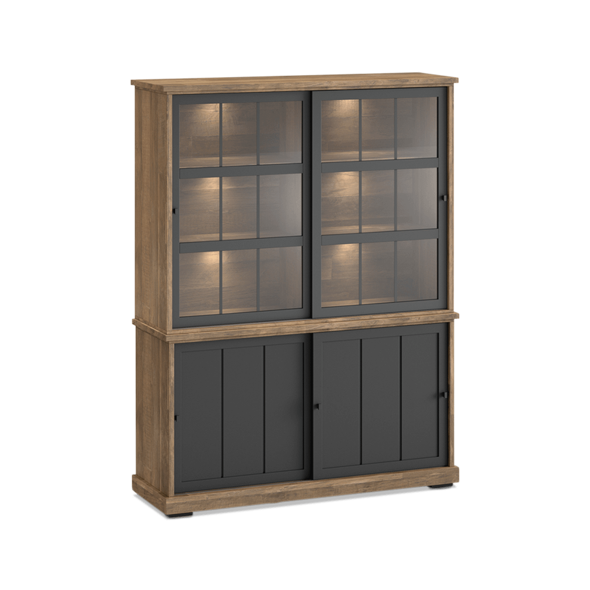 Dressoir met Opzetkast TOLUCA Old Teak/Zwart B159