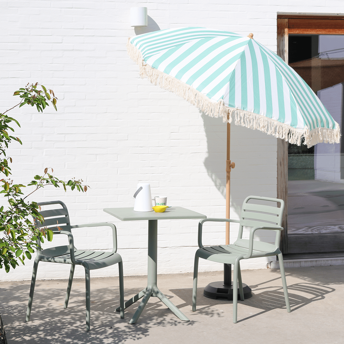Parasol MENCIA Kantelbaar Taupe/Wit Ø200