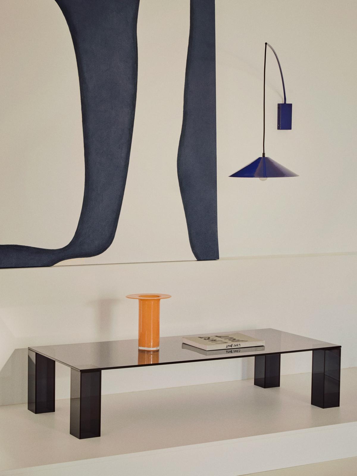 Adularia salontafel van donkergrijs gehard glas 140 x 60 cm