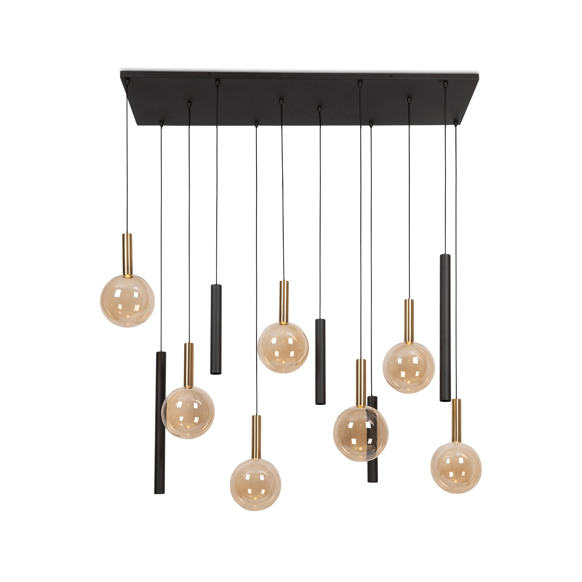 Hanglamp JOSIANE 12Del. Zwart/Amber