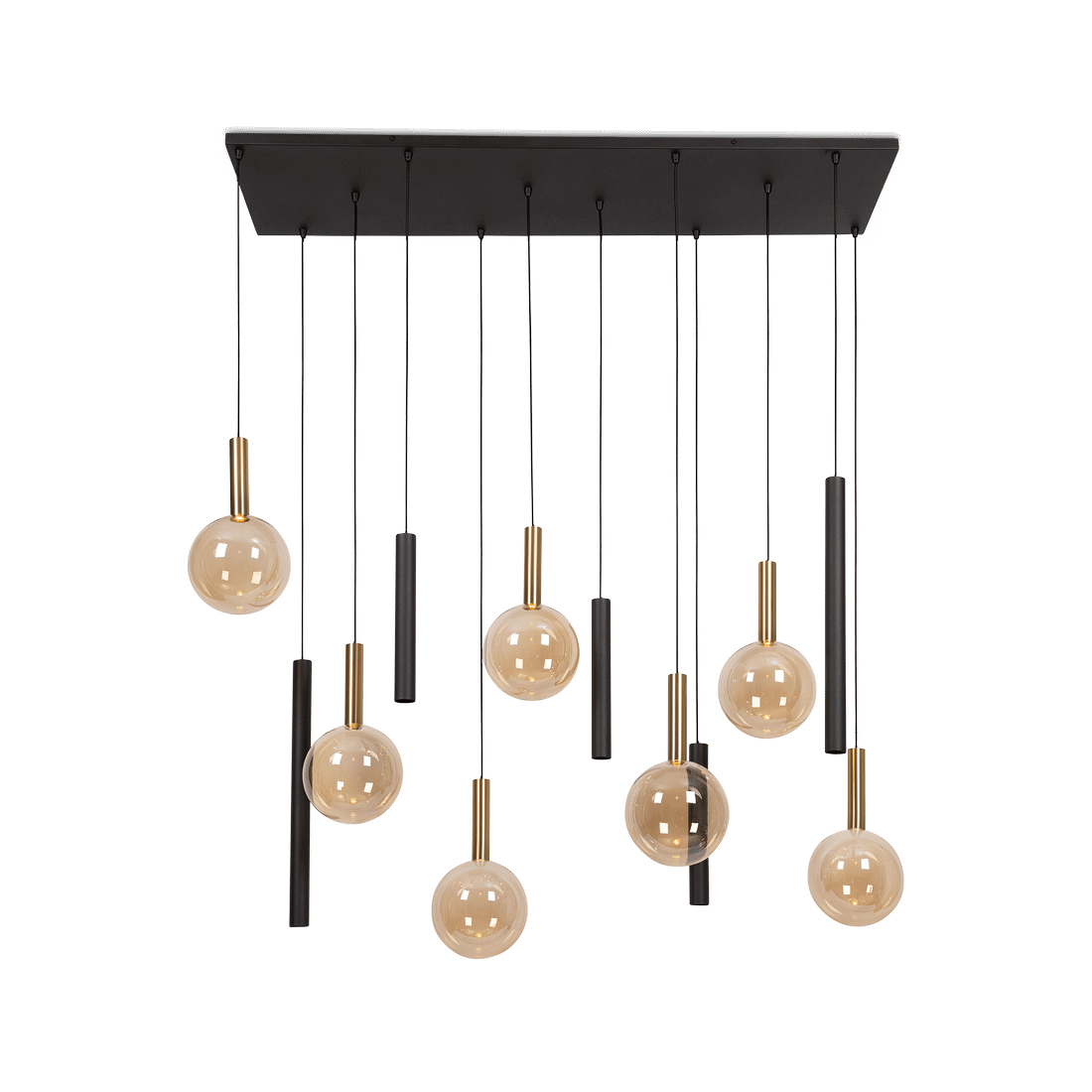 Hanglamp JOSIANE 12Del. Zwart/Amber Hanglamp JOSIANE 12Del. Zwart/Amber