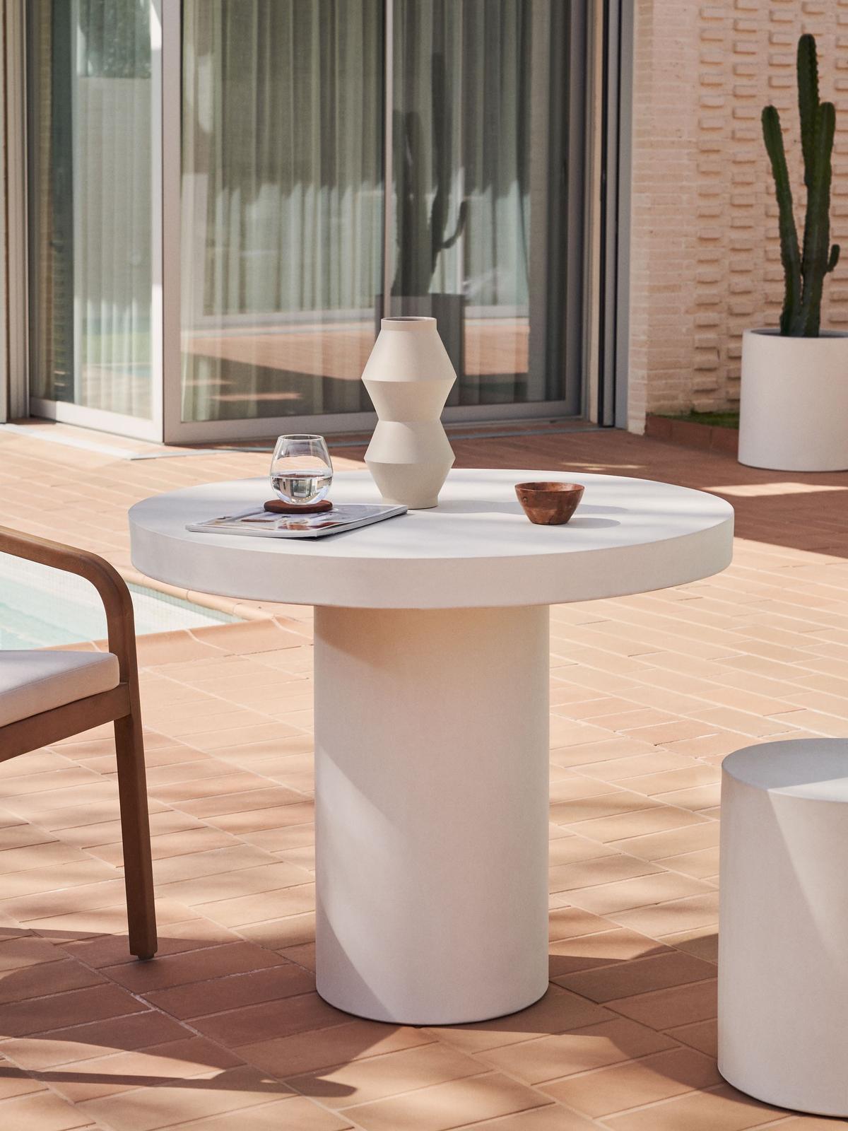 Aiguablava ronde tafel in wit cement, ⌀90 cm