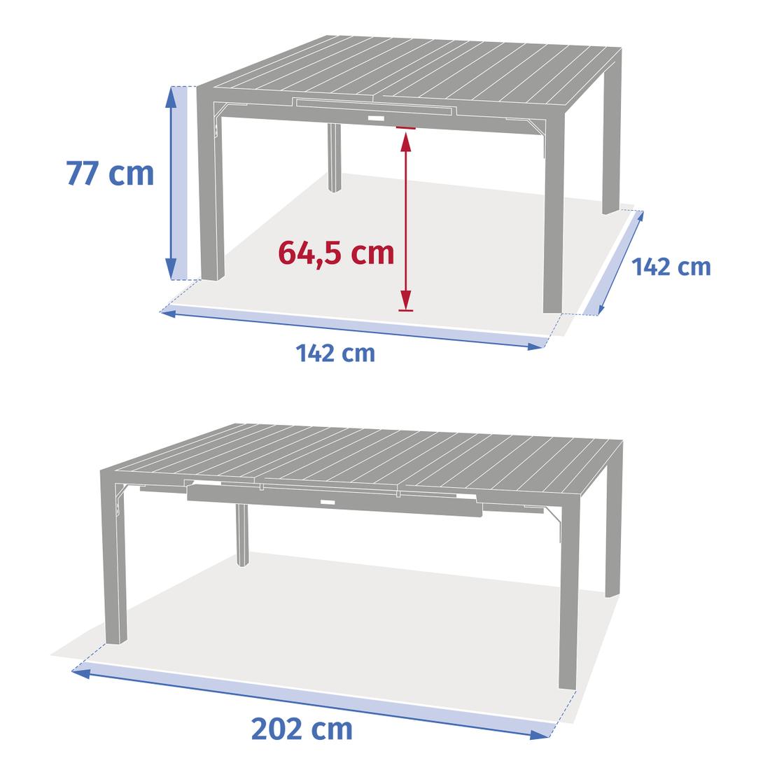Tuintafel verlengbaar FURORE Grafiet 142/202x142 Tuintafel verlengbaar FURORE Grafiet 142/202x142