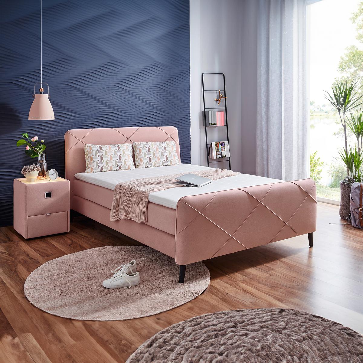 Boxspring HEERLEN Stof 425/05 Roze 140x200