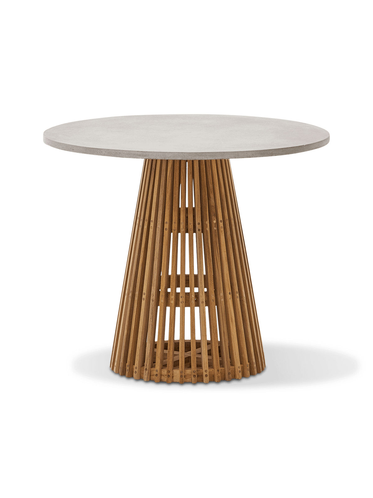 Ronde tuintafel Alcaufar van massief teakhout en grijs cement ⌀90 cm
