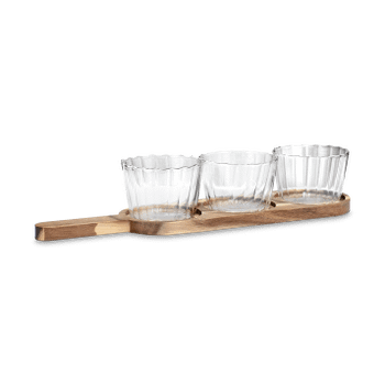 Serveerset MEDEA Acacia/3Potjes Glas Serveerset MEDEA Acacia/3Potjes Glas