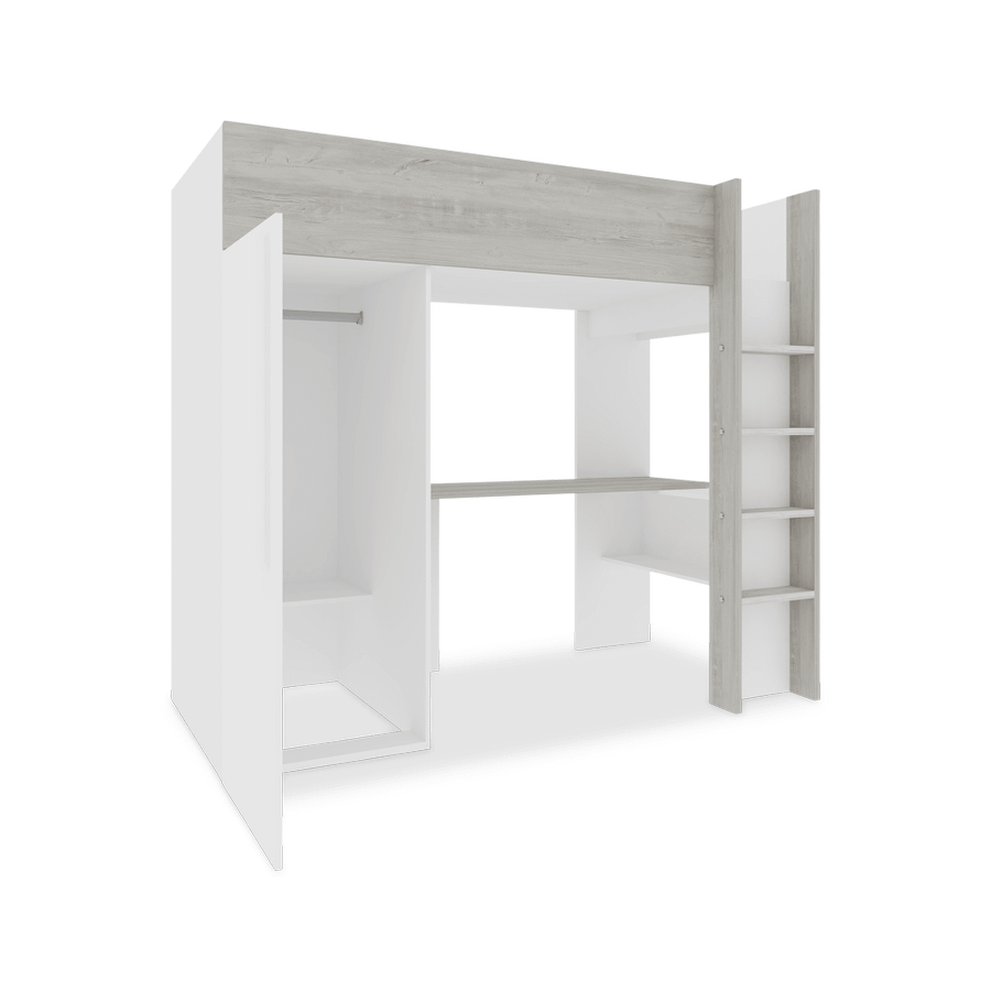 Hoogslaper incl. bureau/kleerkast LEVI White Hoogslaper incl. bureau/kleerkast LEVI White