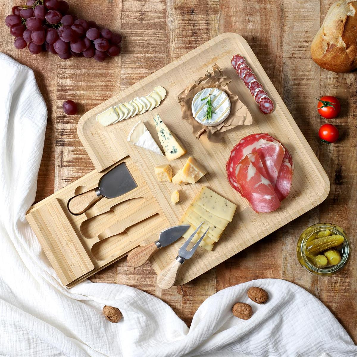 Aperoplank QUESO met Bestek 3Del. Bamboe