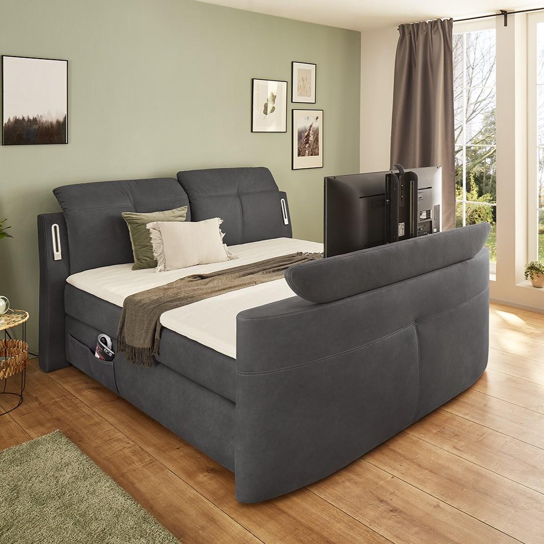 Boxspring DOMBURG Microvezel 421/09 Donkergrijs 180x200
