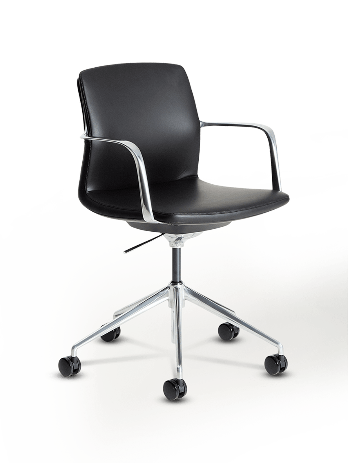 Nerlan bureaustoel van zwart kunstleer en aluminium frame