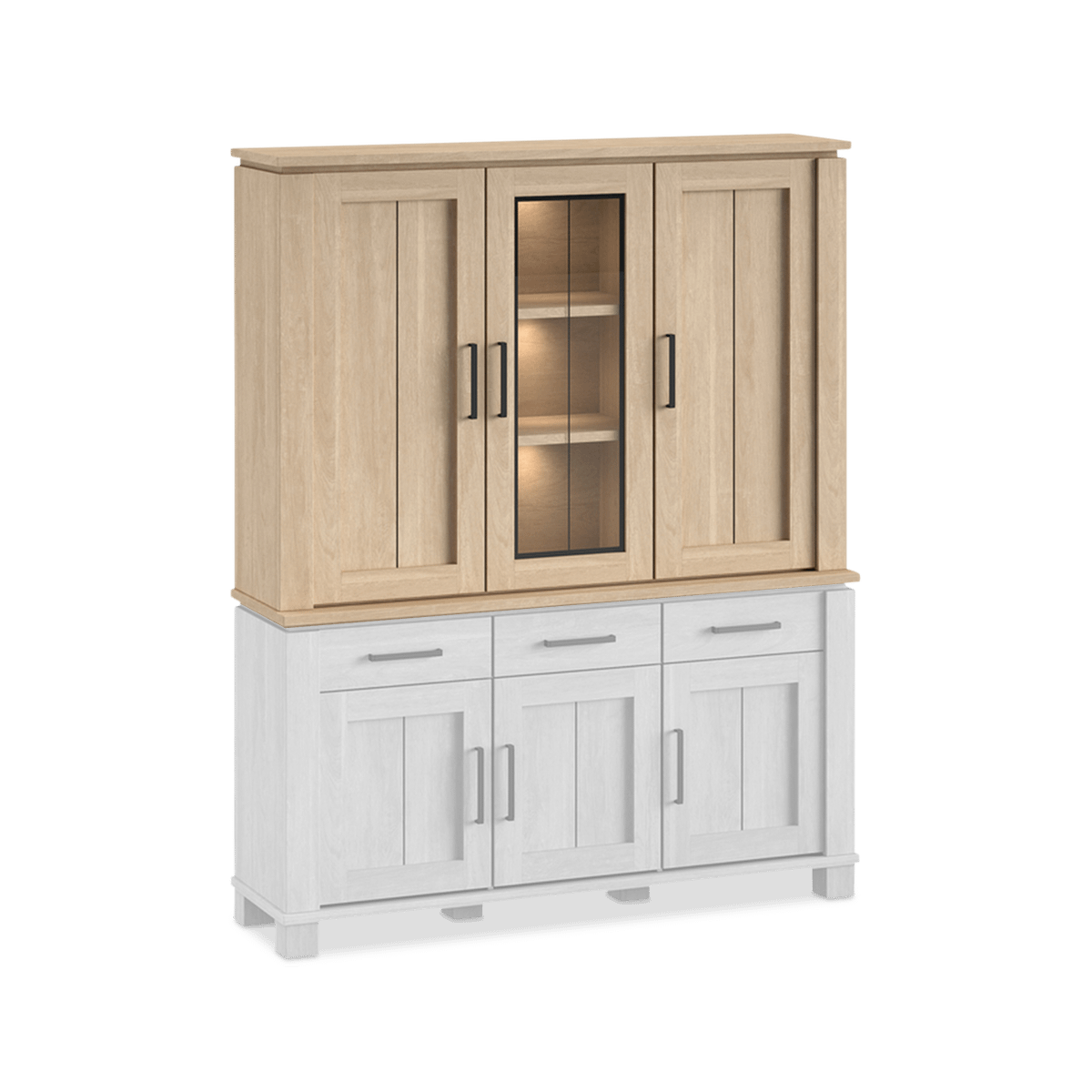 Opzetkast 2D/1D Glas BELMONTE Brushed Sand Oak B162