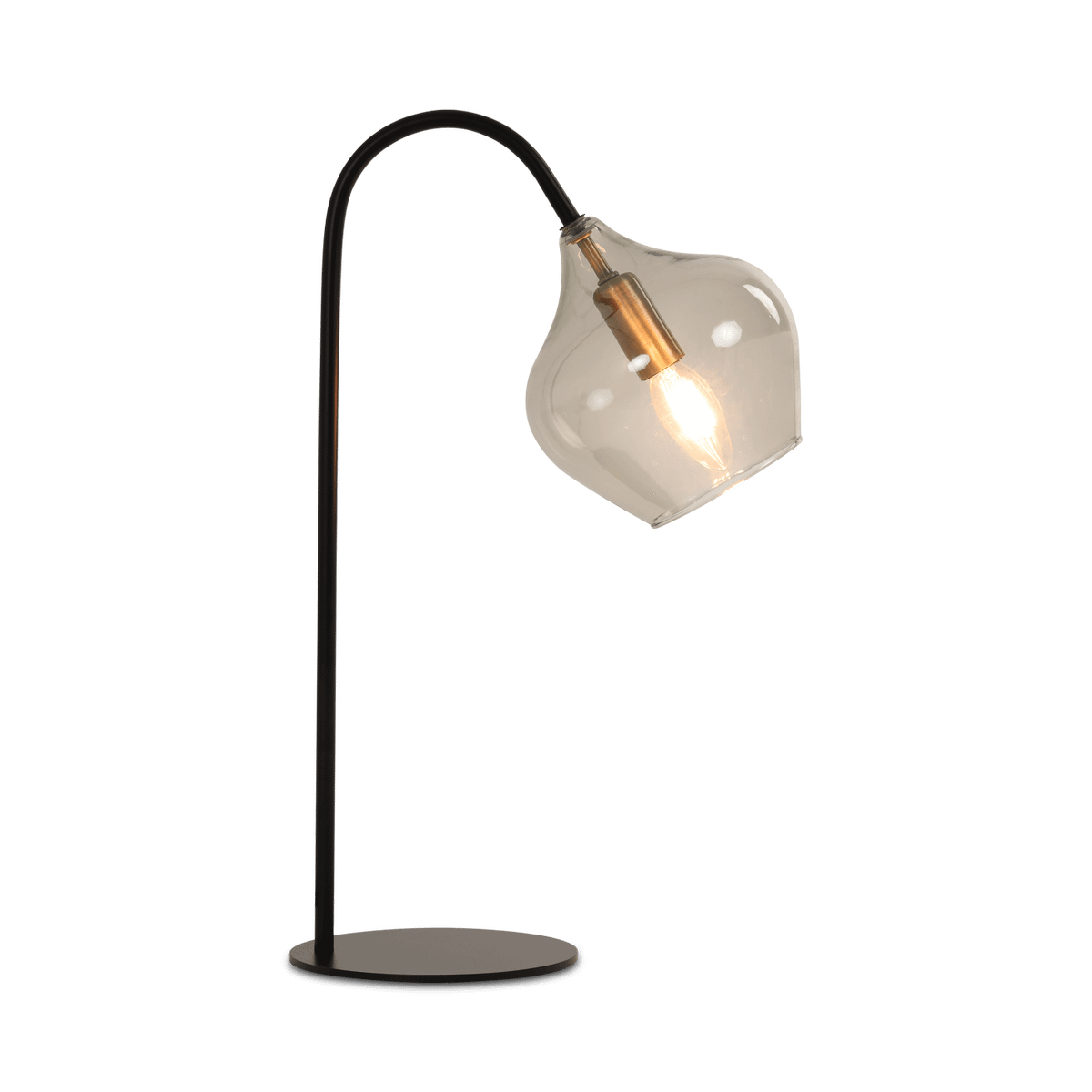 Tafellamp RAKEL Mat Zwart/Glas Smoke