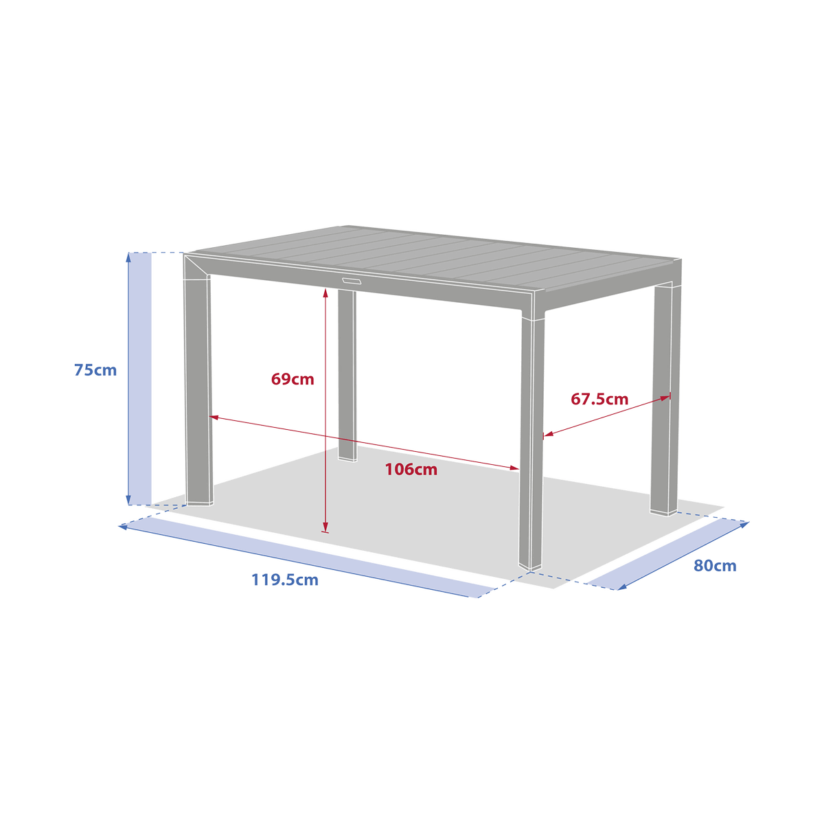 Tuintafel FURORE Laurier 120x80