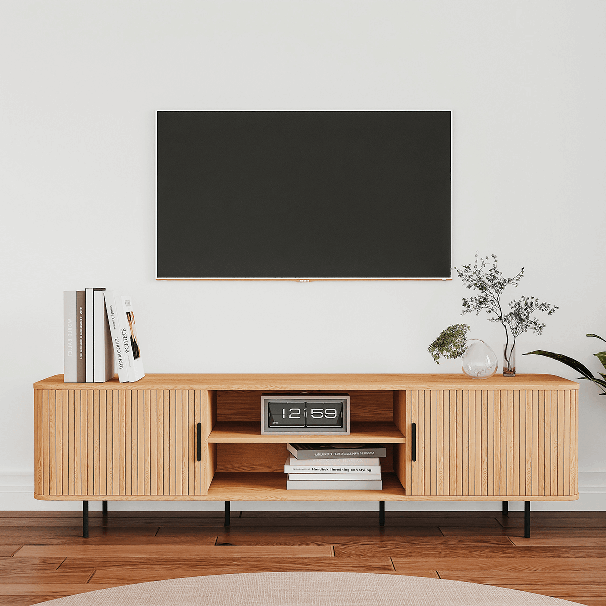 Tv-Meubel EVERLY Eik/Zwart B160