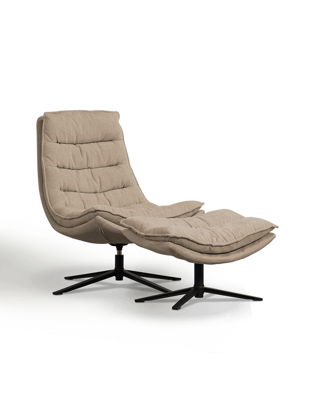 Draaifauteuil met hocker Kube Naturel