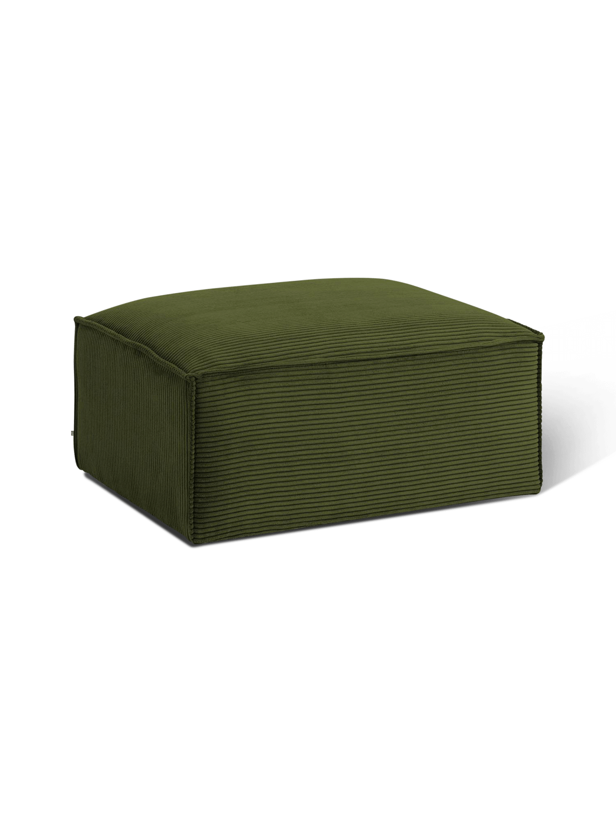 Blok-voetenbankje in dik groen ribfluweel 90 x 74 cm FSC Mix Credit