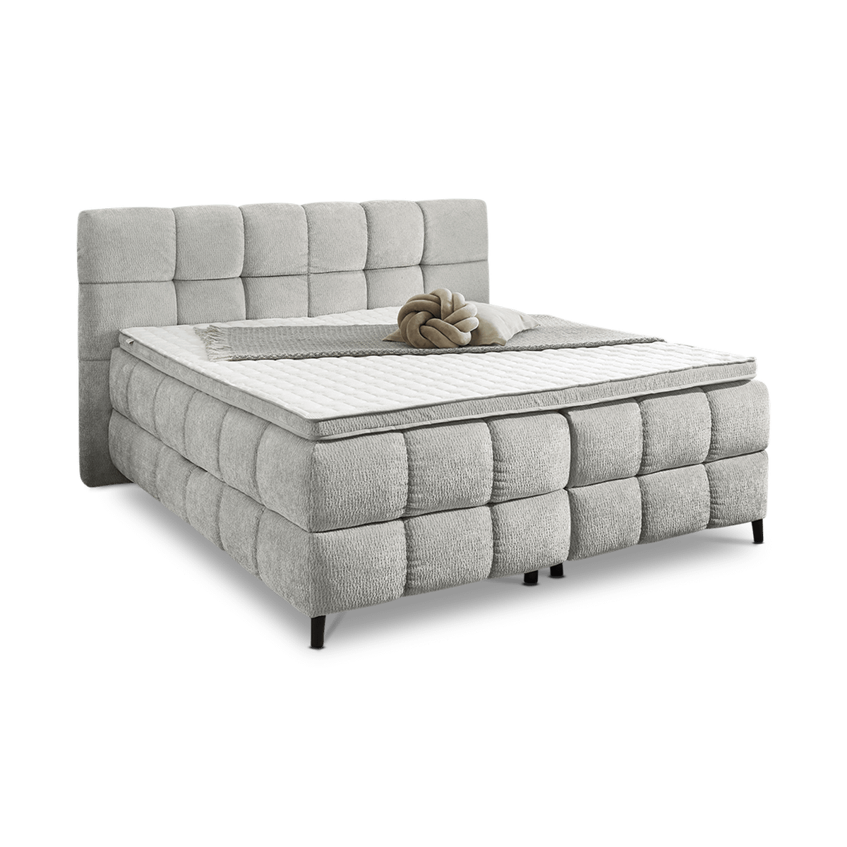 Boxspring HENGELO 180/200 met Opberg Lichtgrijs