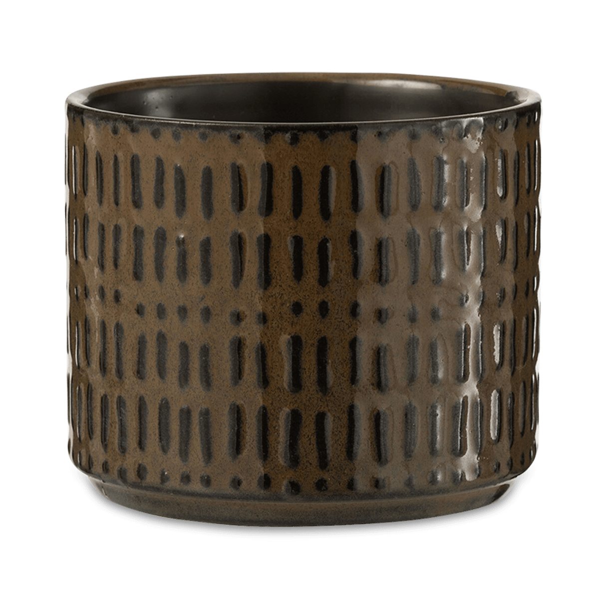 Bloempot Streep Ker. Zw/Br S