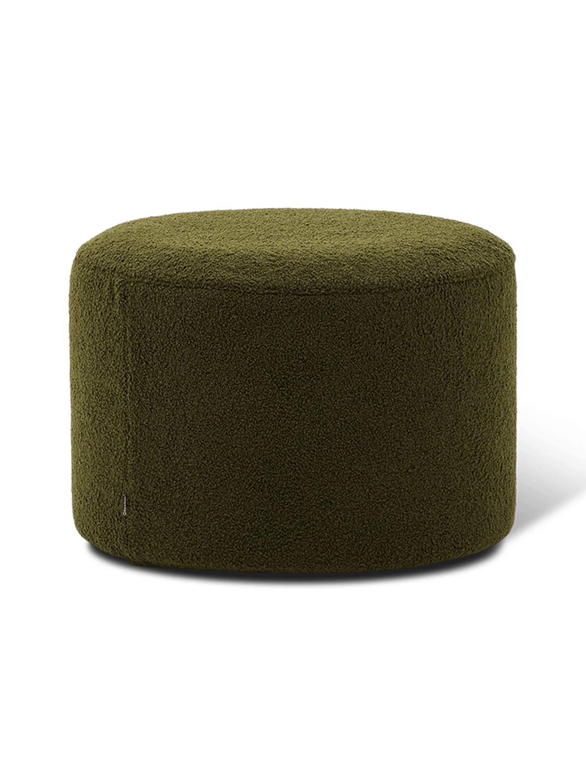 Kaeli voetenbank met afneembare hoes in groen bouclé ⌀60 cm