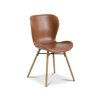 Stoel PLATS PU retro leather look brandy 691B Stoel PLATS PU retro leather look brandy 691B