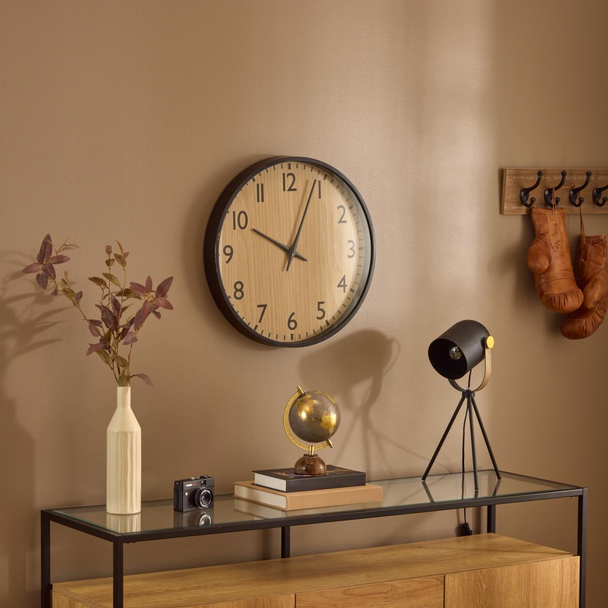 Klok RHORY Houtlook Naturel/Zwart