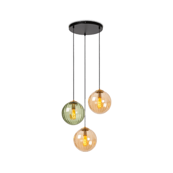 Hanglamp MONSARAZ 3Del. Glas Groen/Amber Hanglamp MONSARAZ 3Del. Glas Groen/Amber