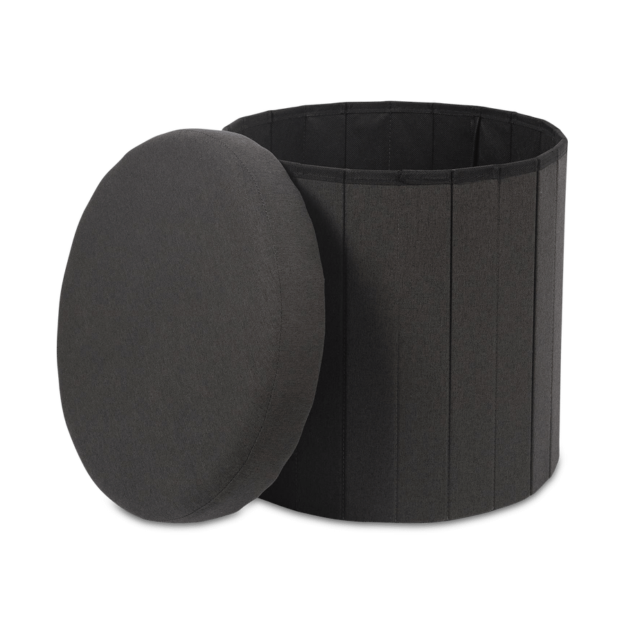 Opbergpouf DOAKA Rond Zwart Opbergpouf DOAKA Rond Zwart