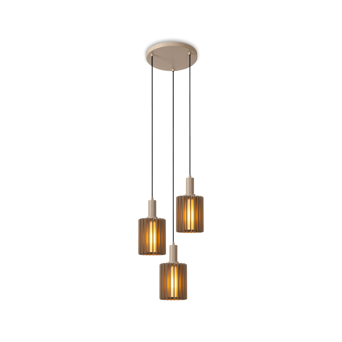 Hanglamp LAMBRES 3Del. Rond Taupe