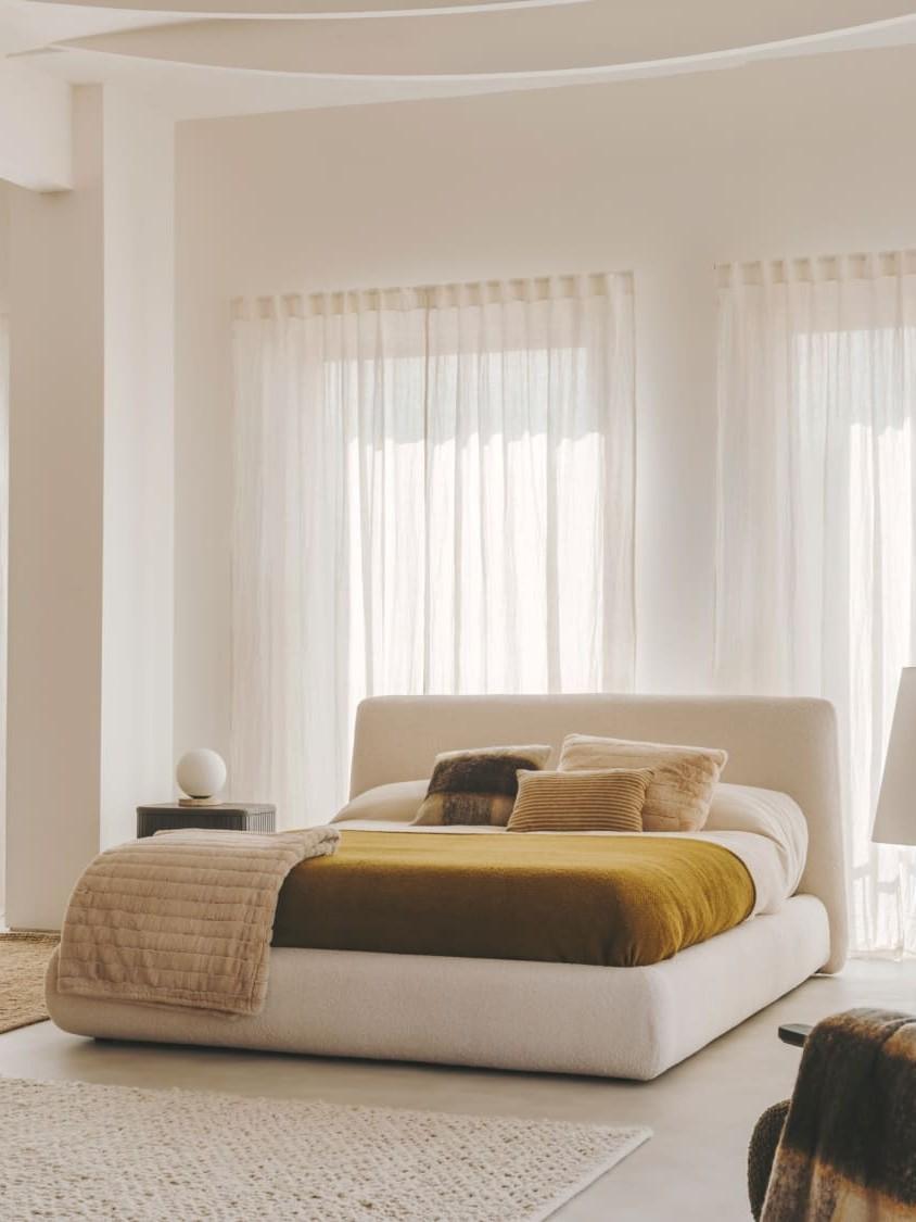 Bed Martina Beige Bouclé 180 x 200 cm