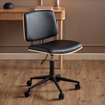 Bureaustoel MIKKEL PU Zwart/Eik Fineer Bureaustoel MIKKEL PU Zwart/Eik Fineer