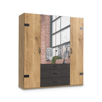 Kleerkast KICK Plankeneiche/Raw Steel B200 Kleerkast KICK Plankeneiche/Raw Steel B200